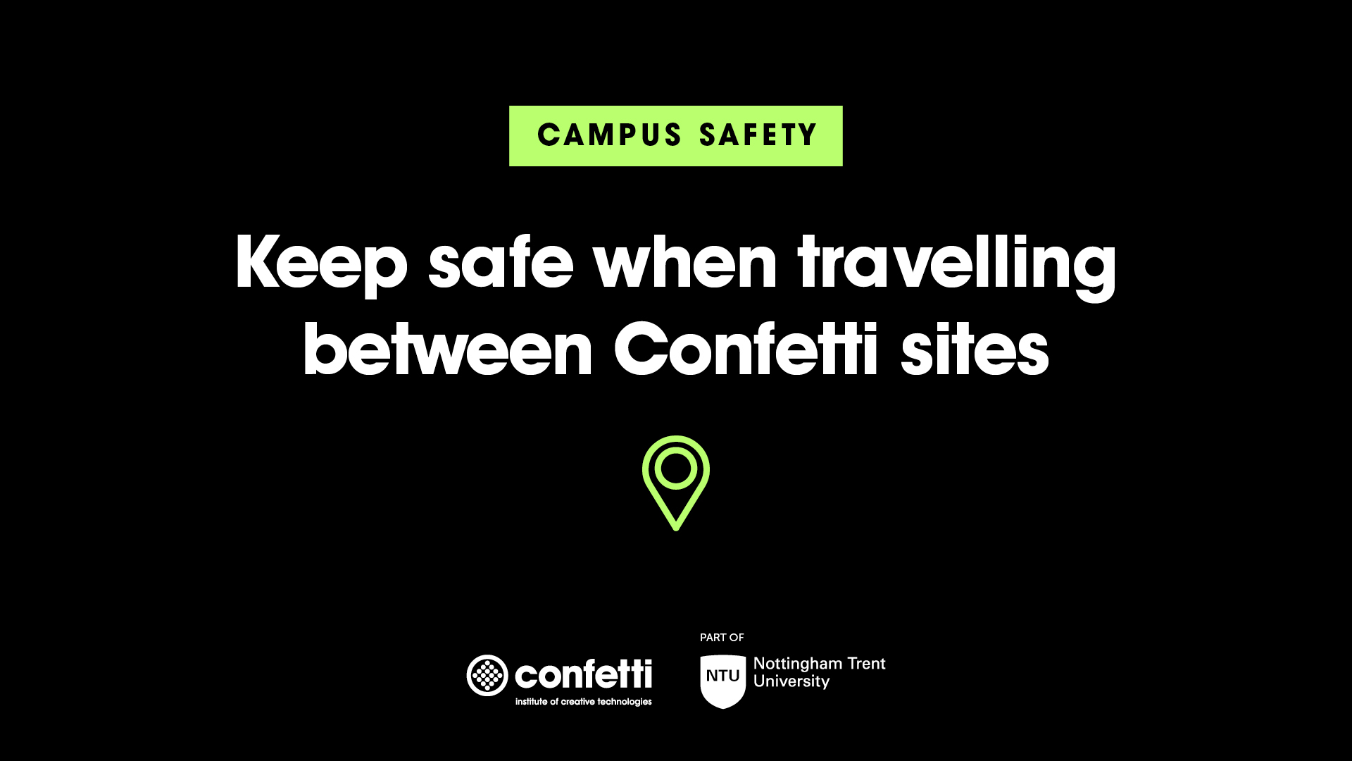 Confetti campus safety message