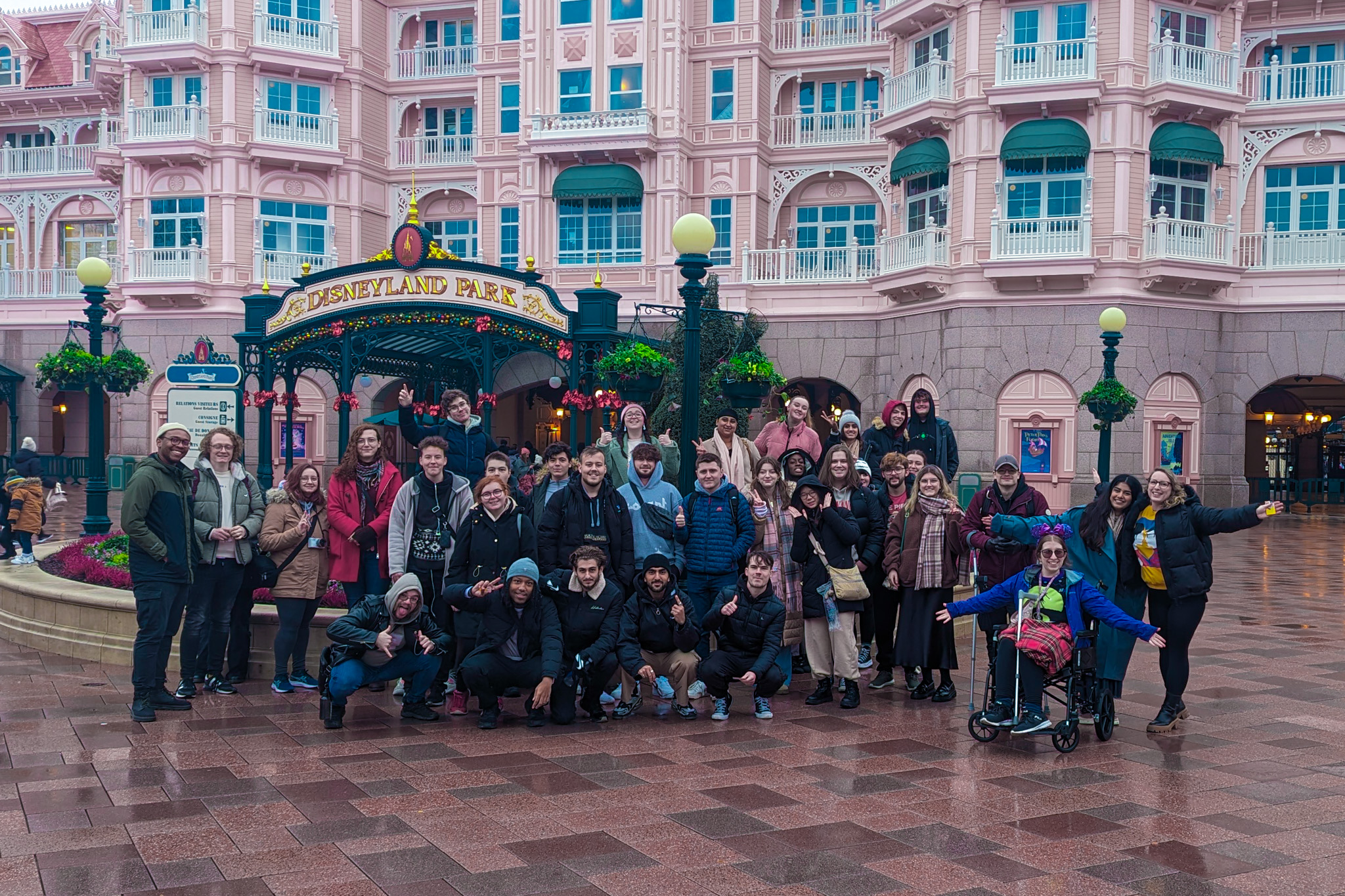 Our students stood together at Euro Disney in Paris, France.